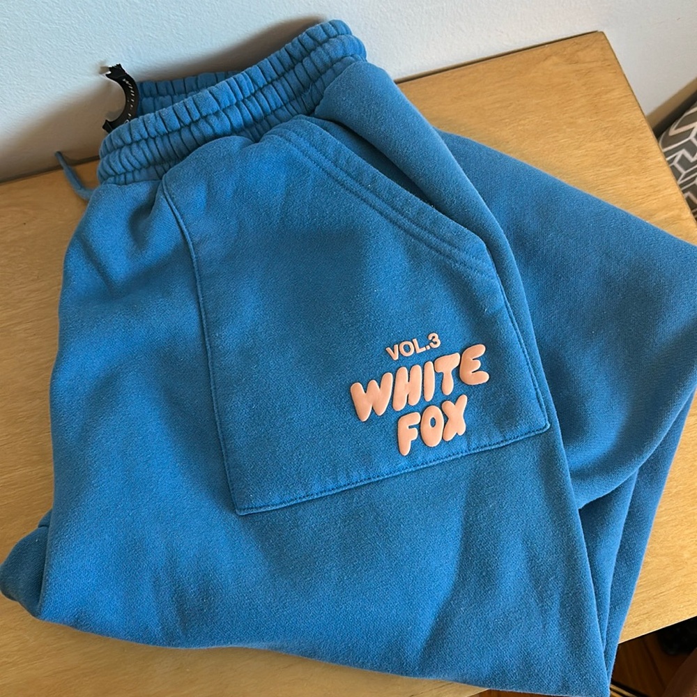 White Fox Blue Sweatpants